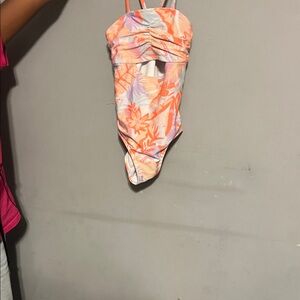 art class Kids Swim One Piece - Orange and White Floral